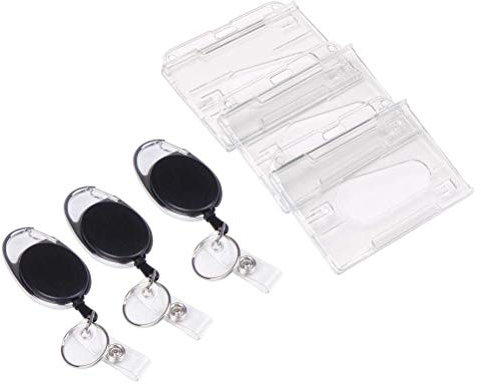 Vicloon Ausweisjojo, Schlüssel JoJo Ausweis JoJo mit Ausweishülle Ausweishalter mit Extra Starker Feder und reißfester Schnur mit Gürtelclip für Kartenhalter, Schlüsselkarten (3 Pcs)