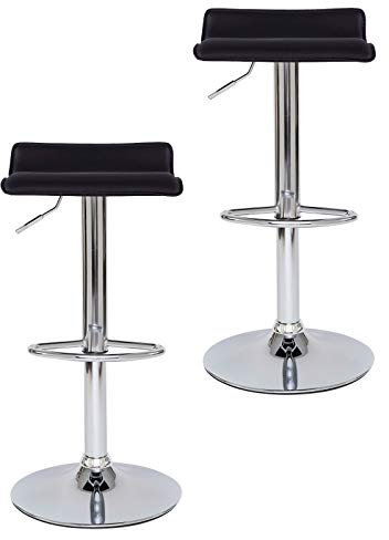 dibea Barhocker 2er-Set 360° drehbar, höhenverstellbarer Barstuhl belastbar bis 130kg, stabiler Standfuß mit Bodenschutz & Fußablage, schwarz Modell 4
