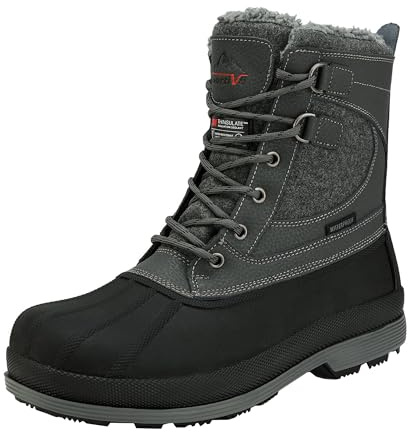 NORTIV 8 Men's Waterproof Winter Snow Hiking Boots Ankle High Boots, Grey/Black Size 8 UK Avenue-UK