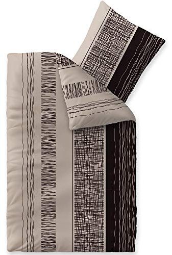 CelinaTex Touchme - Biancheria da letto in flanella di cotone, modello Greta, colore: beige, grigio, nero, 100% cotone, beige., 135 x 200 cm