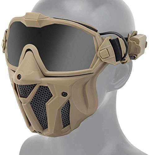 N / A Maschera a Pieno facciale Airsoft con Sistema di Ventilazione Anti-Appannamento e Occhiali Anti-Appannamento Rimovibili per Giochi di Caccia di Paintball Softair.