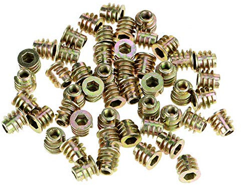 Insert Fileté Bois, écrous Filetés à Douille Hexagonale M4, 50pcs M4x8mm Insert à Visser en Alliage de Zinc, Ensemble D'assortiment D'écrous Filetés pour Meubles en Bois