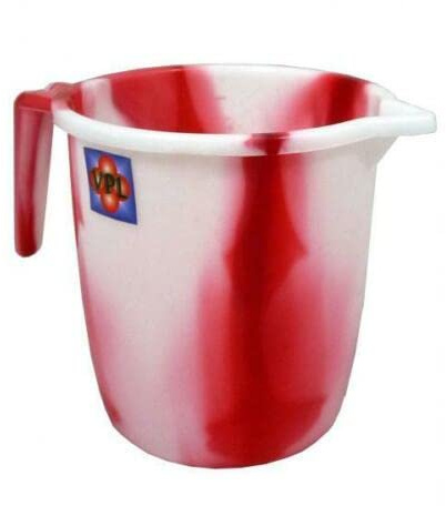 Red Tie Dye Design 1.5 Litre Plastic Water Jug with Handle and Spout Kitchen Plastic Mugs for Bathroom, Hair Washing Jug