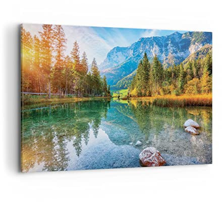 Quadri Moderni su Tela 120x80 cm Stampe da Parete Paesaggi Foresta - 4456 | Paesaggio Montagne Alba Quadro Decorativo XXL 1 pezzo Soggiorno Camera da Letto Arte da Parete Decorazione da Parete ARTTOR