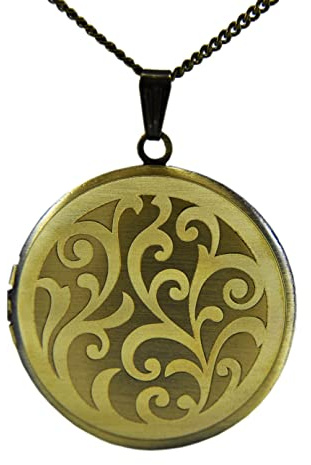 Vintage - Medaillon Halskette - Ornament - Foto Medaillon - Floral - Fotoanhänger - Alltagsschmuck -Amulett - Geburtstagsgeschenk Frau - Medaillon zum öffnen für Bilder - Handmade: Ketten - Bronze