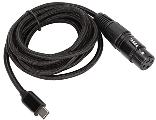 Goshyda USB C auf XLR Buchse Kabel, Typ C Mikrofonkabel Nylongeflecht USB C Stecker auf XLR Buchse Mikrofon Audio Anschluss, Kompatibel mit USB 2.0, für Smartphones & Tablet,