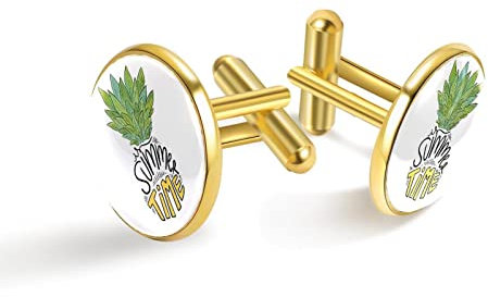 Personalisierte Gold Manschettenknöpfe für Smoking Shirt Sommerzeit Kiefer Lustig, 20mm*20mm, Edelstahl, Künstlicher Quarz