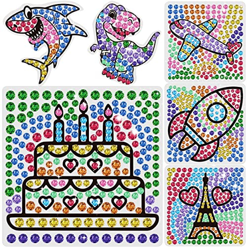 Yazhiji 6 Blatt Diamant-Fensterkunst-Bastelsets für Kinder, Sonnenfänger-Set für Kinder im Alter von 6 7 8 9 10 Jahren DIY-Diamant-Malerei-Set für Mädchen oder Jungen ab 6 Jahren