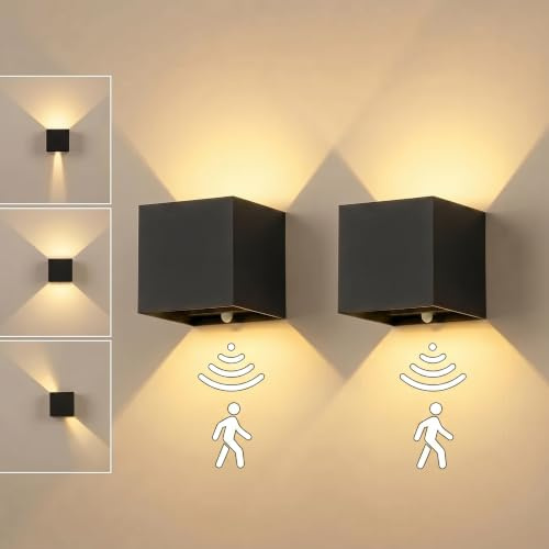 SURPALIG SUPALIG Wandlampe Innen mit Bewegungsmelder 6000mAh Wandleuchte Batteriebetrieben 12W 3000K, USB Wandlampe mit Schalter,Kabellose Einstellbar Abstrahlwinkel Wandbeleuchtung Treppen Flur