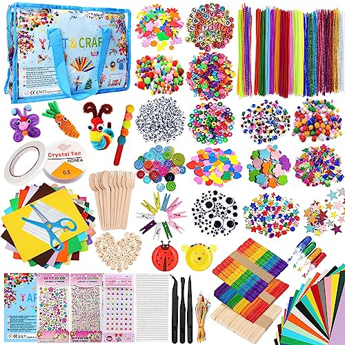 YUTUY Kit Manualidades Niños,Pipe Cleaners Crafts Set,2650+pcs DIY Creativo Kit Manualidades Material,Juego de Manualidades con Limpiapipas, Pompoms,Wiggle Eye, Cuentas, Lentejuelas