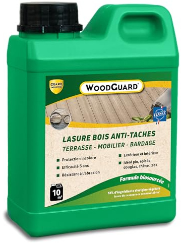 GUARD INDUSTRIE – Impermeabilizante madera antimanchas – WoodGuard – Protege 5 años – incluso compuesto – 1L-10m2 …