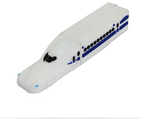 CHUYI Cool High-Speed Train Shape Design 128GB USB 2.0 Flash Drive Soft PVC Pen Drive Novelty Bullet Train Memory Stick Data Storage Cute Thumb Drive Funny U Disk Gift (White)