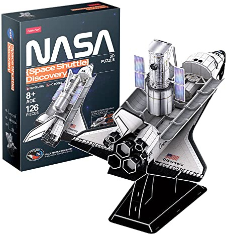NASA - Puzzle 3d Space Shuttle Discovery | Puzzle 3D Bambini 8 Anni e Adulti | Modellismo Da Costruire Adulti E Bambini | 126 Pezzi | Regalo Bambino 8 Anni
