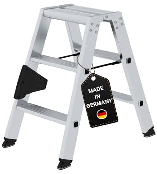 PROREGAL Stufen-Stehleiter | beidseitig begehbar | 2x3 Stufen | Leiter, Teleskopleiter, Trittleiter, Bockleiter, Sprossen-Doppelleiter