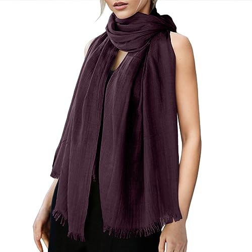 Damen-Schal, leicht, groß, lang, Gaze, Sommer-Schal, Leinen, Strandtuch, einfarbig Elegant