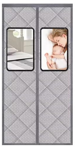 WHYATT Türvorhänge, Wärmeisolierter Türvorhang, Verdunkelungsvorhänge für Schlafzimmer/Terrasse, Warm Haltender Vorhang (Color : Grey, Size : 35.4x90.5in/90x230cm)