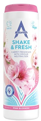 Astonish Shake & Fresh Deodorante per tappeti, elimina gli odori, fiori rosa, 350 g