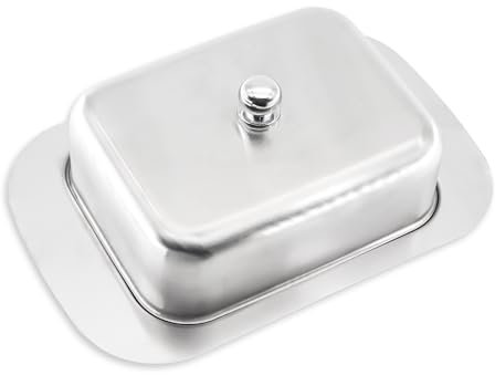 alwaiiz Burriera in acciaio inox, burriera con coperchio per 250 g di burro, adatta per la cucina casalinga e ristoranti, argento