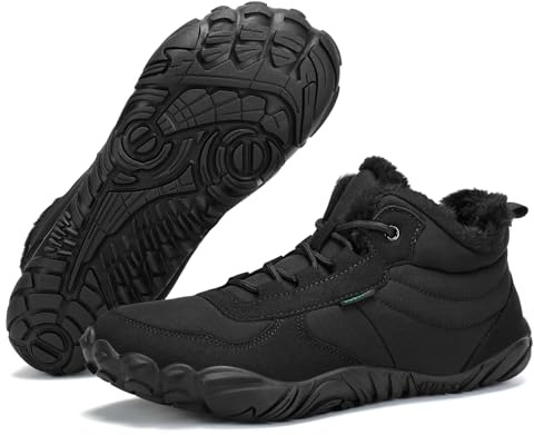 DOBOLIN Barefoot Stivali da Neve Donna Uomo Caldo Antiscivolo Caloroso Inverno All'aperto Escursionismo Scarpe Impermeabile Nero 40