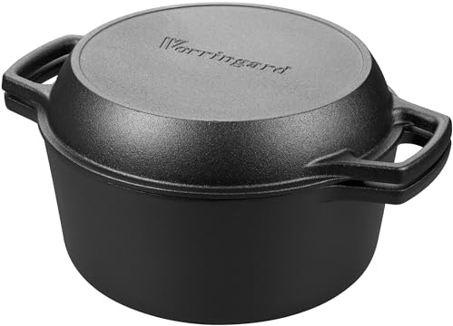 VORRINGARD Pre-seasoned Double Dutch Oven, Dual-handel, 5 Quart