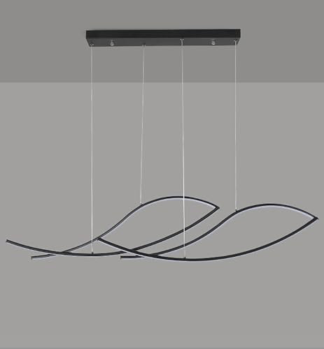 Hsyyz Moderne Esstisch LED Pendelleuchte mit Fernbedienung, höhenverstellbare LED Pendelleuchte, dimmbare LED-Pendelleuchte aus Aluminium, Wohnzimmer, Büro, Kücheninsel-Pendelleuchte (Schwarz)