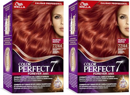 Wella Color Perfect - Tinte de Coloración Permanente para un Cabello Hidratado y Luminoso - Tono Rojo Cobreizo Intenso (Paquete de 2)