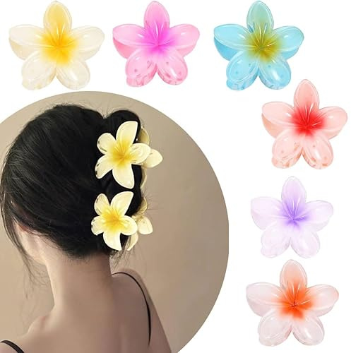 6 Stück Blumen Haarspangen, Flower Hair Claw Clips, Große Blumenförmige Krallenklammern, Große Klauen Haarspangen für Frauen dick/dünn Haar, Rutschfest Blumen Haarklammern