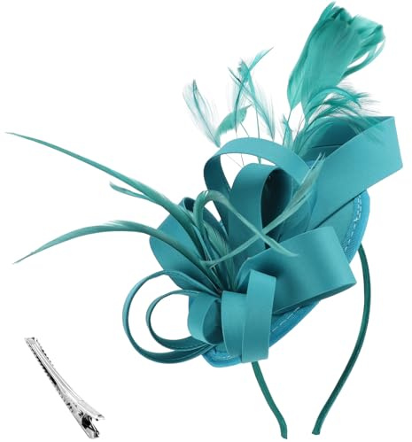 DRESHOW Fascinators Hatt Fjädrar på Pannband Klämma Cocktail Teparty Huvudbonad för Flickor och Kvinnor