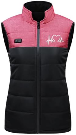 Gilet riscaldato da uomo e donna, con 11 zone di riscaldamento, regolabile, unisex, con riscaldamento, senza maniche, per caccia, campeggio, sci (senza batteria), Colore: rosa., m