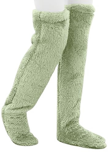 Fuzzy Dreams Beinstulpen, Plüsch, extra dicke Slipperstrümpfe, lange flauschige Socken für Frauen, über dem Knie hohe Fuzzy-Socken, türkis, One size