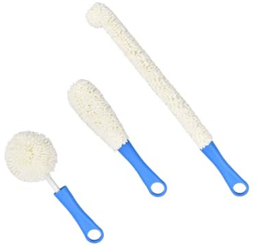 minkissy Set De 3 Cepillos De Limpieza para Copa De Vino Y Botellas con Mango Ligero para Decantador Y Cristalería Cepillos De Cocina Seguros Y Reutilizables