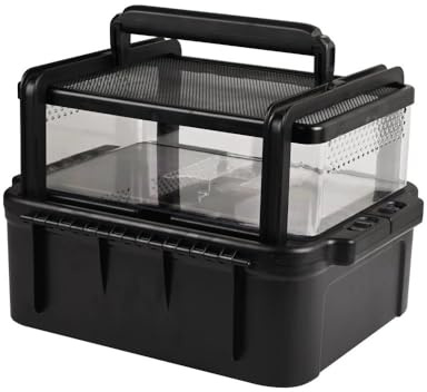 Tragbarer Reptilienkäfig mit Griff, Reptilien-Transportbehälter, Terrarienbox, Lebensraumkäfig, Haustierhäuser für Schildkröte, Gecko, Bartagame, Eidechse, Frosch, Schlange, Spinne