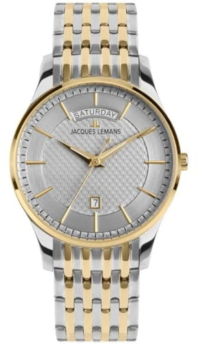 JACQUES LEMANS - Armbanduhr Date London - Quartz Uhrwerk - Gehäusedicke: 8 mm - Gehäusebreite: 40 mm - Edelstahl - 5 ATM