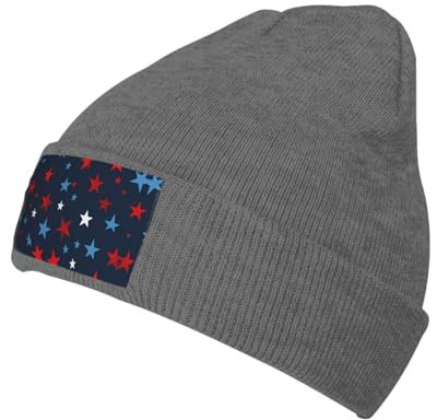 Unisex Strickmütze mit Sternen-Aufdruck, für Herren und Damen, warm, kuschelig, für den täglichen Gebrauch, dunkelgrau (Deep Heather), Einheitsgr��e