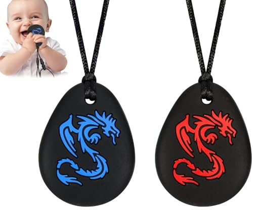 Sensory Kaukette für Kinder und Erwachsene - 2 Stück Kauen Halskette für ADHS und Autismus