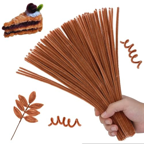 Cfcyhla 200 Stück Pfeifenreiniger,Chenilledraht 30CM,Plüschdrähte Biegeplüsch Weihnachten Pfeifenreiniger Set für Kinder Zum Basteln und Dekorieren DIY Basteln und Dekorieren (KAFFEE)