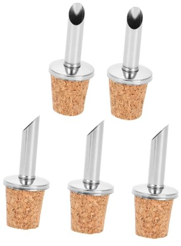 Warmhm 5pezzi Bottiglia Beccuccio Versatore in Acciaio Resistente e Sughero Per Olio d Oliva e Vino Design Anti-perdita e Precisione Per Cucina e Sala Da Pranzo