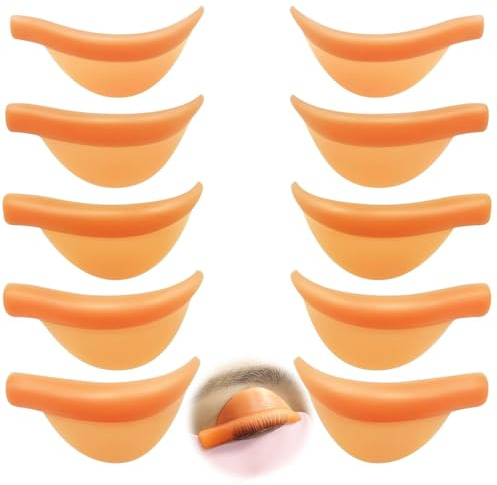 10 Pezzi Cuscinetti in Silicone per Sollevare le Ciglia, Arricciatore di ciglia, Bigodino per Ciglia in Silicone, Bigodini Laminazione Ciglia Riutilizzabili, Fai Da Te Strumento di Trucco (Arancia)