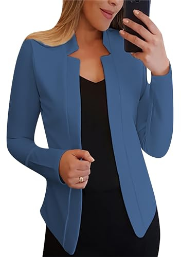 Yming Blazer Mit Kerbkragen Elegante Schmal Geschnittene Strickjacke Mit Offener Vorderseite Und