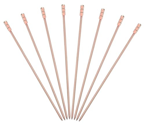 sourcing map 8 Pcs Stainless Steel Cocktail Picks, 4.33 Martini Picks Fruit Sticks Metal Skewers Reusable for Drinks Olives Appetizers Fruit Decorative, Rose Gold (Square Column)