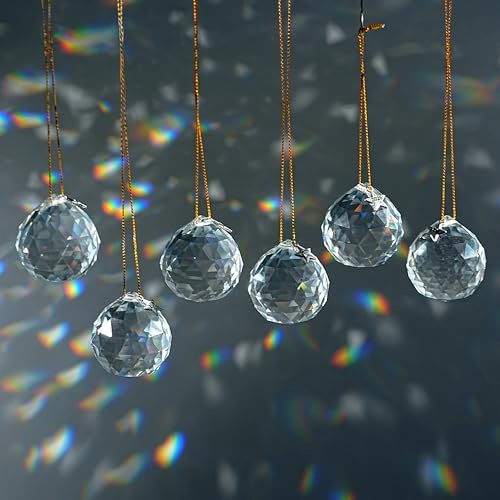 10 Pcs 40mm Clear Crystal Prism Suncatcher Rainbow Window Hanging Decor | Clear Crystal Ball Prism Suncatcher Pendants 40mm 2026 Rainbow Maker Set of 10 for Window Chandelier Feng Shui Garden Decor
