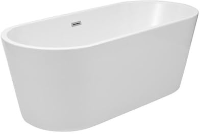 MILANO White 1500x750mm Double Ended Freestanding Oval Bath White Overflow