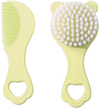 Haarbürsten-Kollektion für Neugeborene, weiche und sichere Bürste und Kamm mit Bären-Cartoon-Design, für Zuhause und Reisen, weiche Baby-Haarbürste, 2 Stück