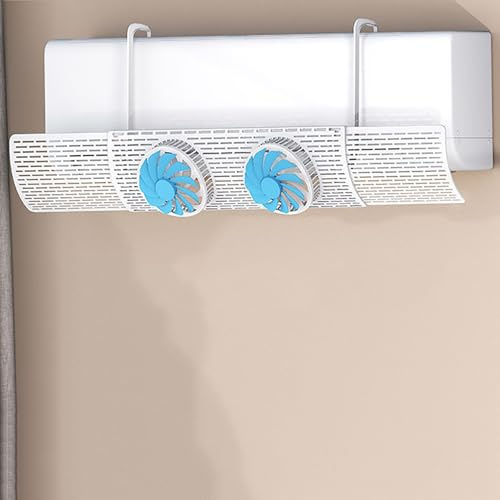 CVNIMV Deflector retráctil para Aire Acondicionado, Rango de Ajuste de 25 a 37 Pulgadas, Deflector de ventilación Apto para Aire Acondicionado Split. Decorado con 2 Ventiladores Azules, m