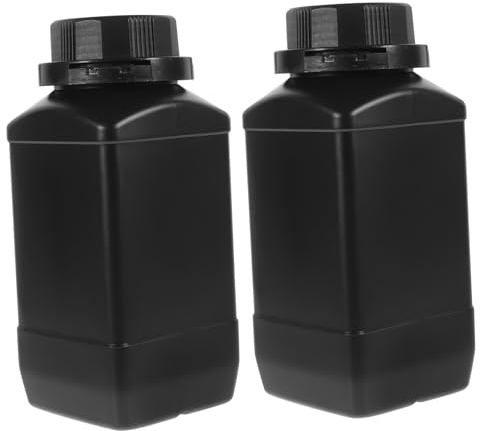 Amosfun 2 Stück Kunststoff Reagenzflasche 1000ml Breit Geöffnet Auslaufsicher Schwarz Pe für Labor und Verpackung