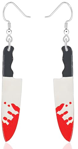 JEYORZY 1 Paires Boucles d'oreilles Couteau Sanglant d'halloween, Halloween boucles d'oreilles, Pendentif Couteau d'horreur Bijoux de Fête Cosplay pour Femmes et Filles bijoux décorations de fête