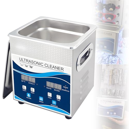 EpyGnom Ultra Sonic Cleaner 304 Stainless Steel Professional Ultrasonic Cleaner Machine Ultrasound Cleaner with Digital Timer & Heater for Jewellery Dentures Carburetors Coins Cleaning 202-2L