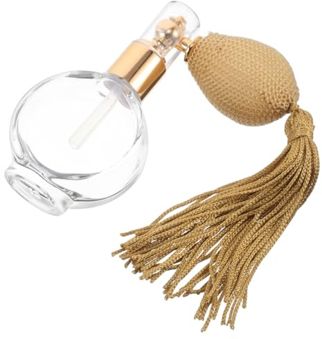 Hohopeti Atomizzatore di Profumo Ricaricabile in Vetro con Spruzzatore Regolabile Bottiglia Portatile a Forma Rotonda Piatta per Uso Onthego e Strumento Cosmetico Stile Vintage
