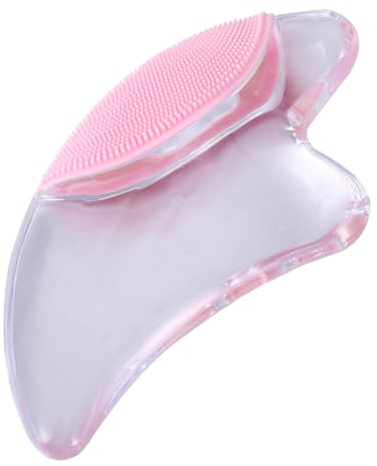 Cabilock Gua Sha Platte Kristall Schabeplatte für Gesichtsbehandlung mit Licht Rosa Kunstharz