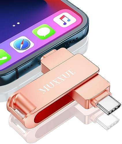 MUXXUE Cle USB iphone 128 Go,3 en 1 Clé USB pour iphone 1Pad Android Type C PC Cle USB C Mémoire Externe pour Stockage Photos, Vidéos, Fichiers